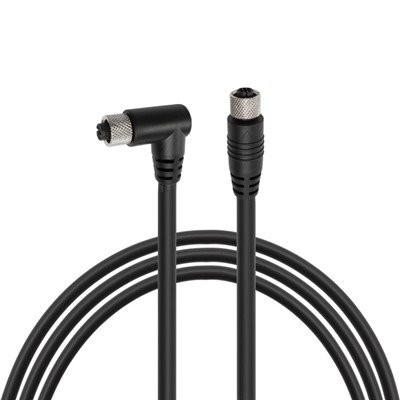 Schuine M12-connector 4-pins D-gecodeerde kabel vrouw naar vrouw