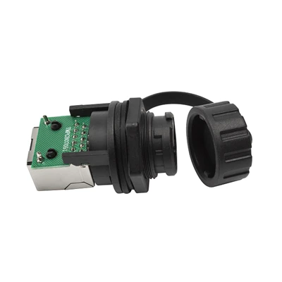 Waterdichte industriële RDP-serie 180 graden RJ 48 10P10C vrouwelijke IP67-connectoradapter voor buitenbrug