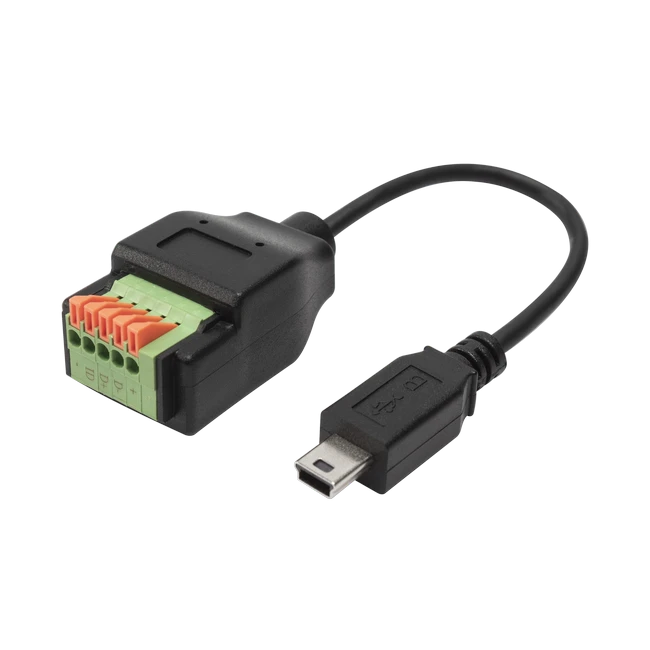USB Mini 5-pins mannelijk naar 5-pins klemmenblokkabel met drukknop