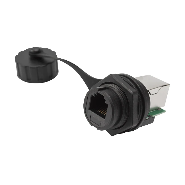 Waterproof Industrial D-Series 180°RJ11 Female 6P6C IP67 Connector Adapter