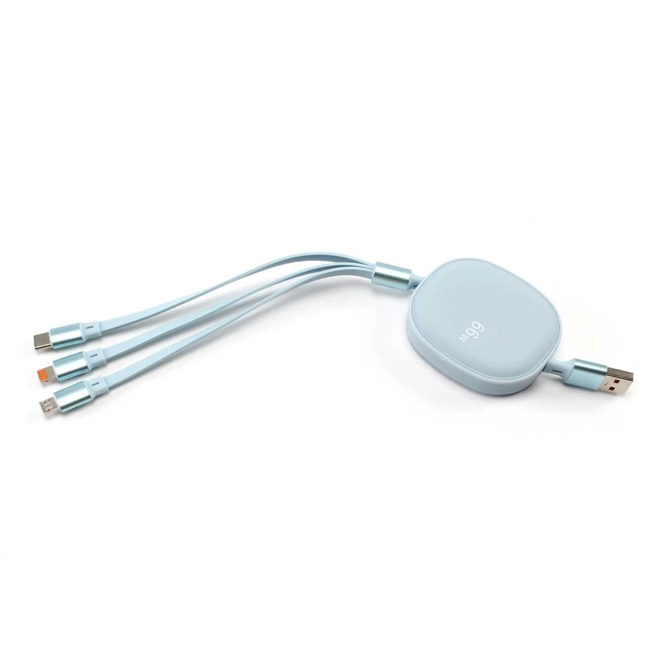 66W 3 in 1 Retractable Flat Charging Cable
